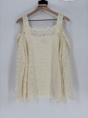 Chico’s ivory lace cold shoulder top 3 3x